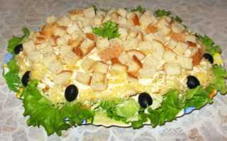 Салат цезарь с курицей и сухариками и майонезом рецепт с фото