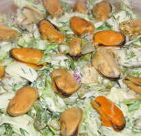 Салат с мидиями и кальмарами рецепт с фото