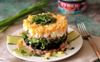 Салат с тунцом консервированным слоями рецепт с фото