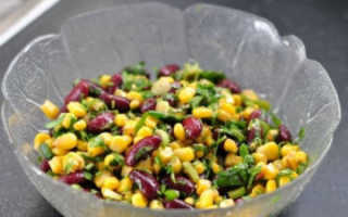 Рецепт салата с фасолью и кукурузой